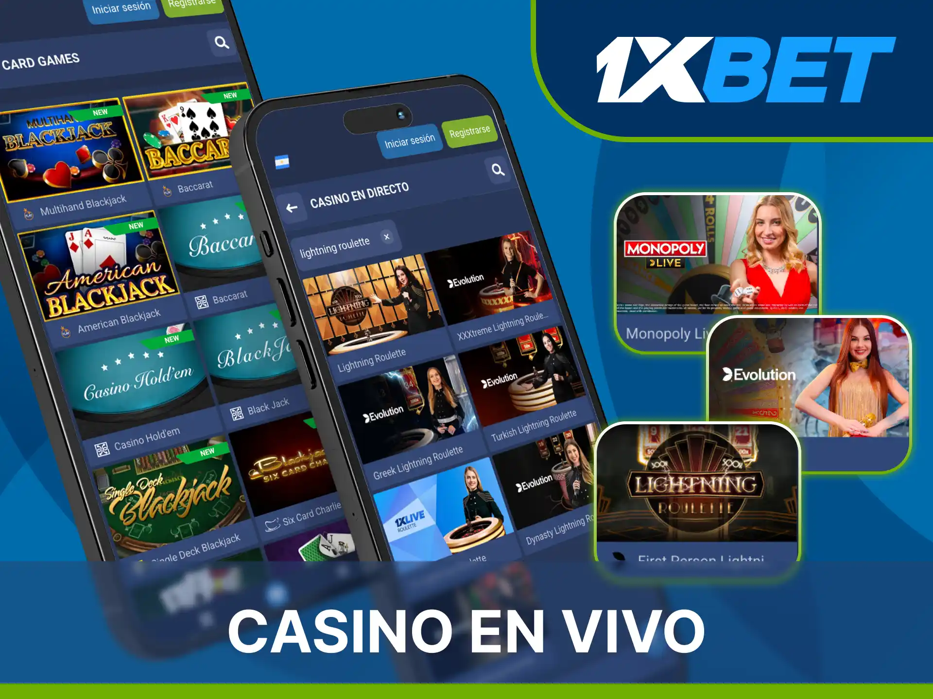 Siente la adrenalina de las mesas con crupieres reales en la 1xBet App.