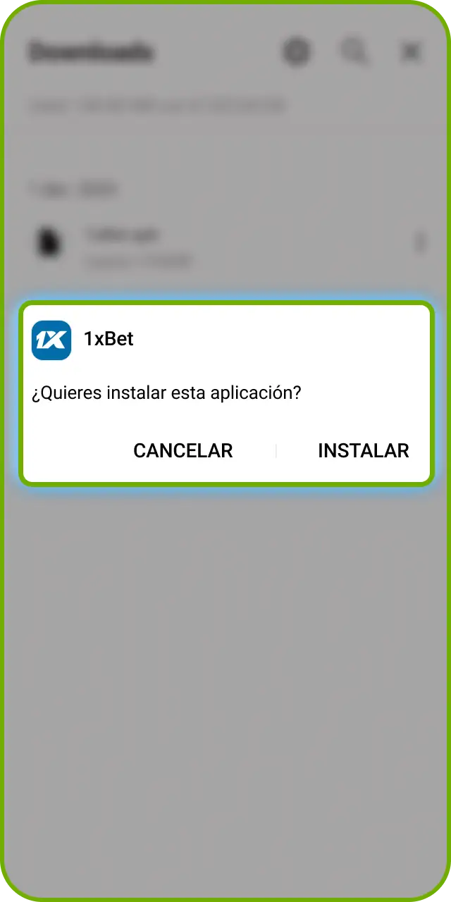 Ejecuta el paquete de instalación en tu Android para activar la 1xBet App.