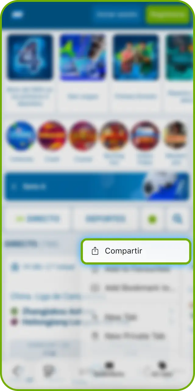 Añade un acceso directo a la pantalla de iOS para abrir la 1xBet App.