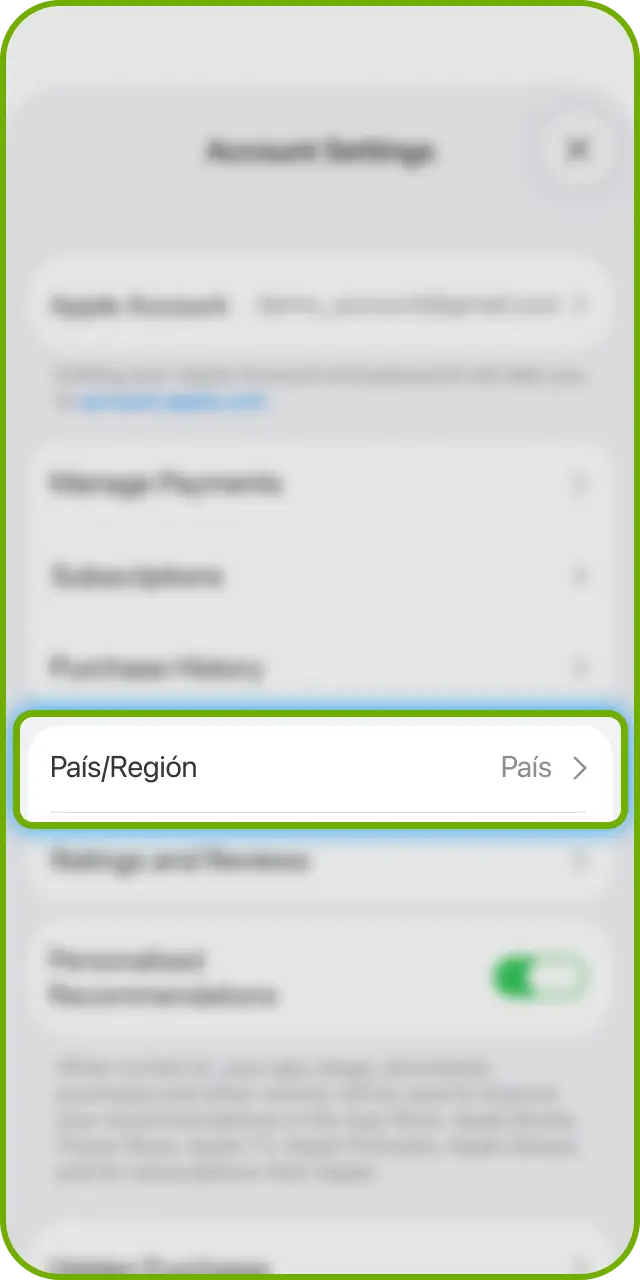 Modifica la ubicación de tu cuenta de iOS para habilitar la 1xBet App.