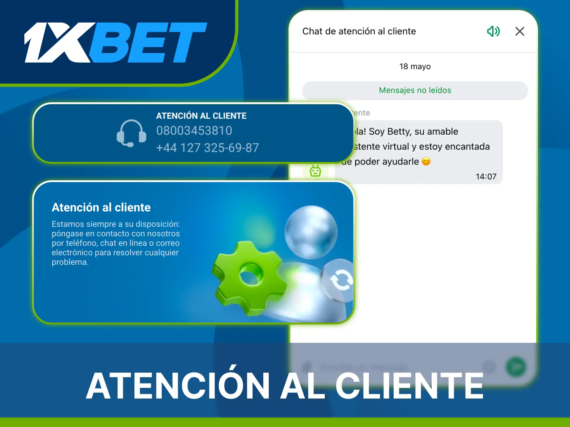 Contacta al equipo de asistencia en español en cualquier momento en 1xBet Casino.
