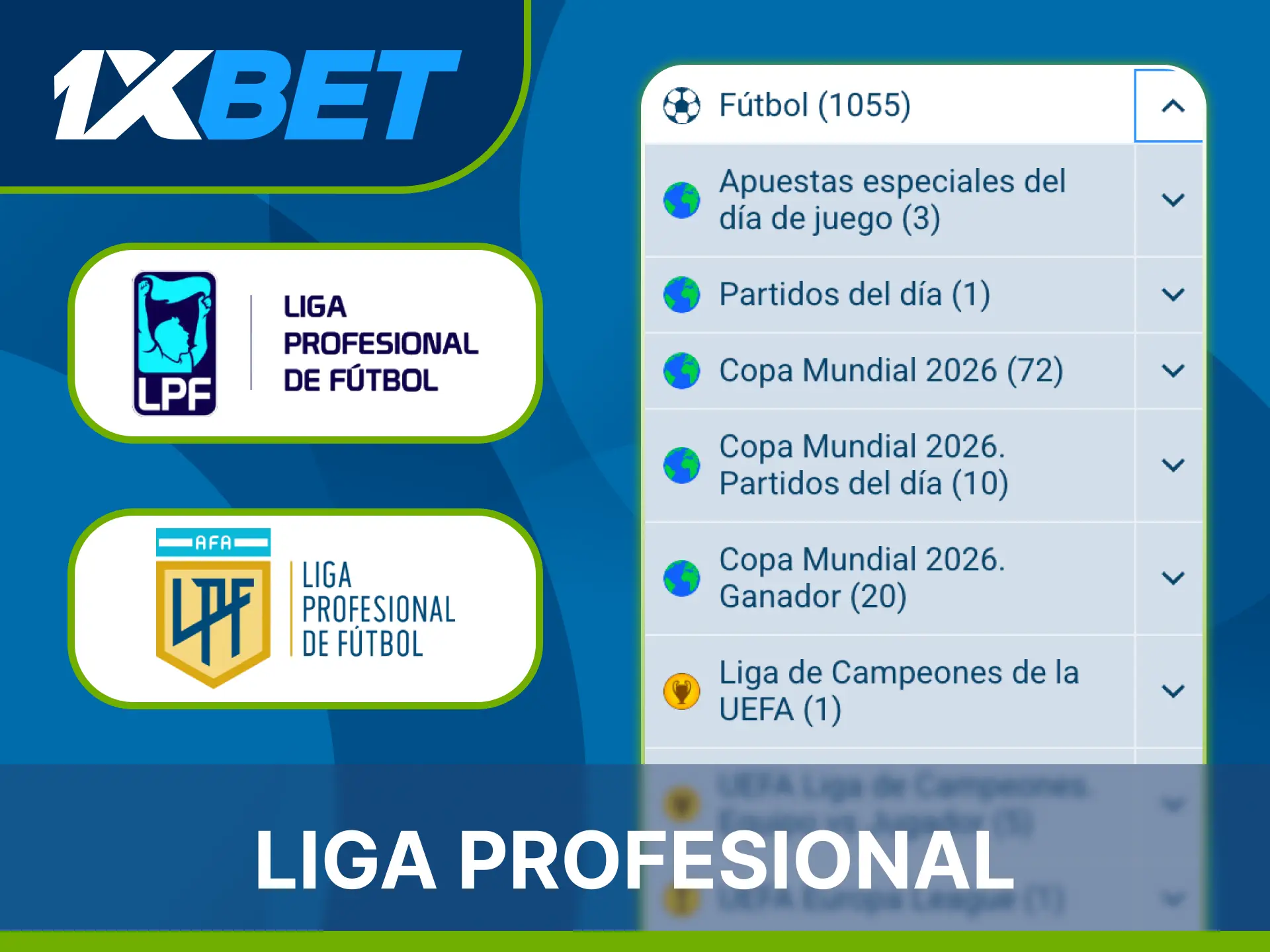 Apuesta en los grandes clásicos del torneo local mediante 1xBet Casino.