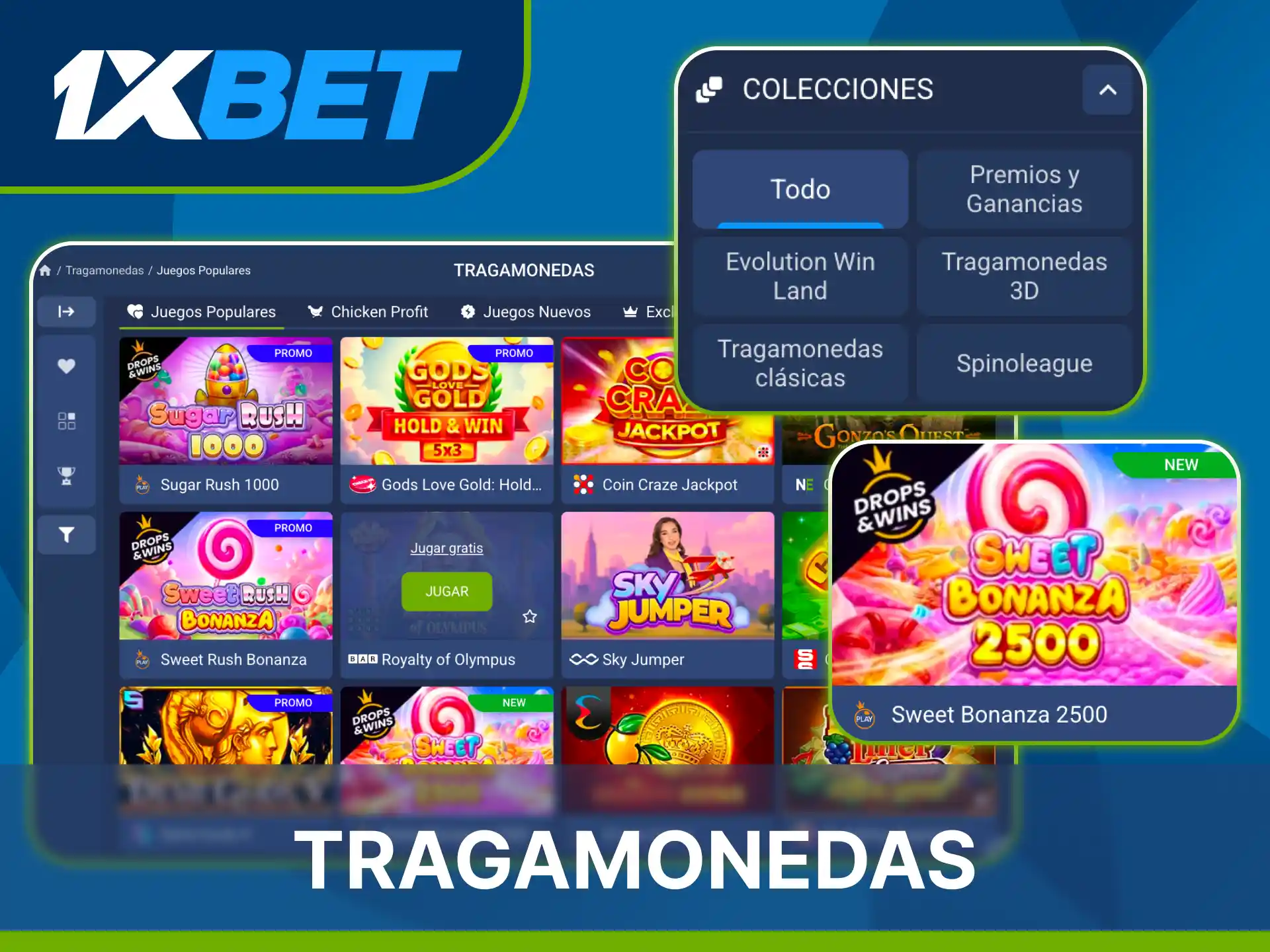 Juega a las tragamonedas más populares y coloridas de 1xBet Casino.