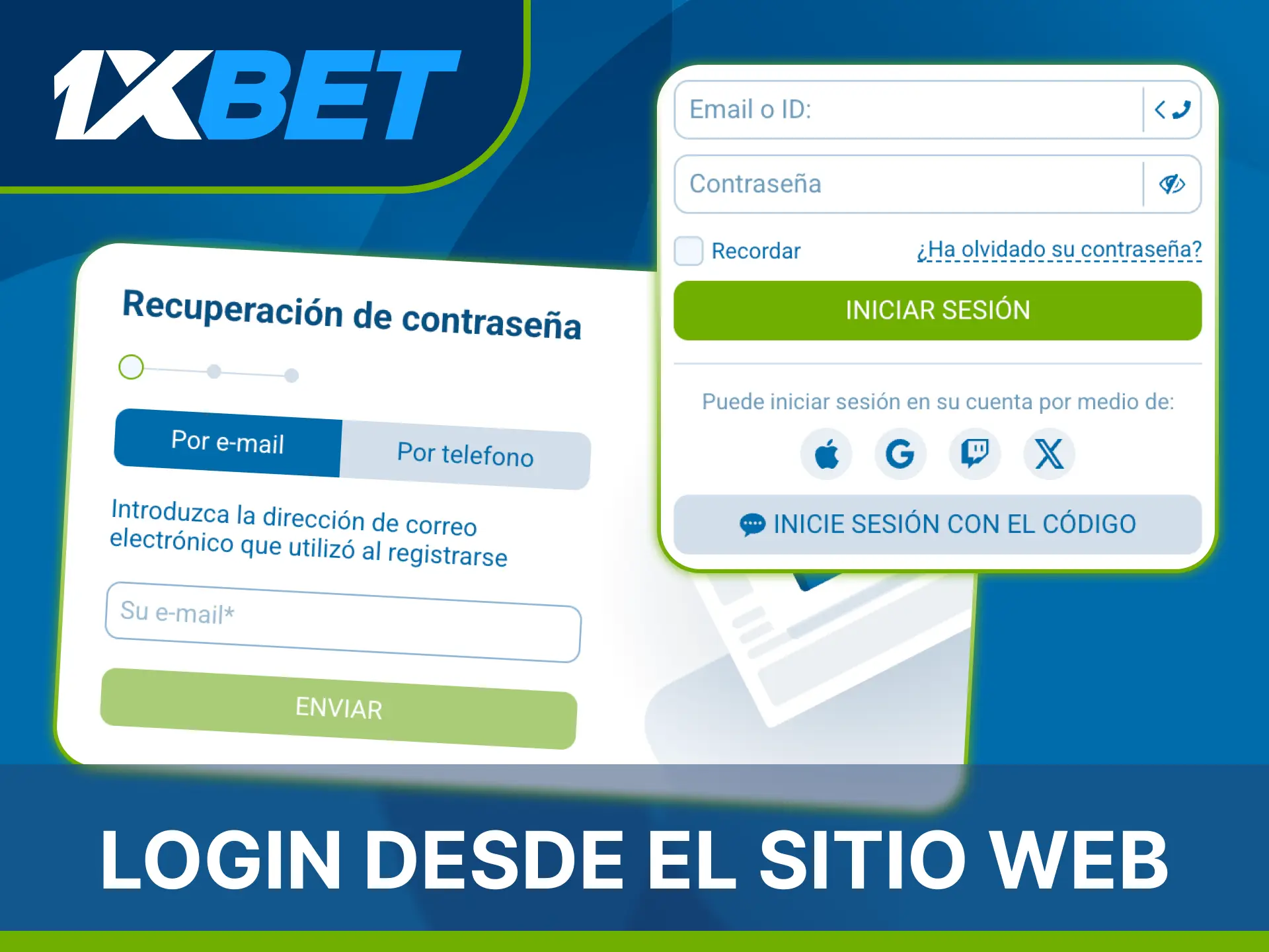 Inicia sesión desde el navegador web oficial para apostar en 1xBet.