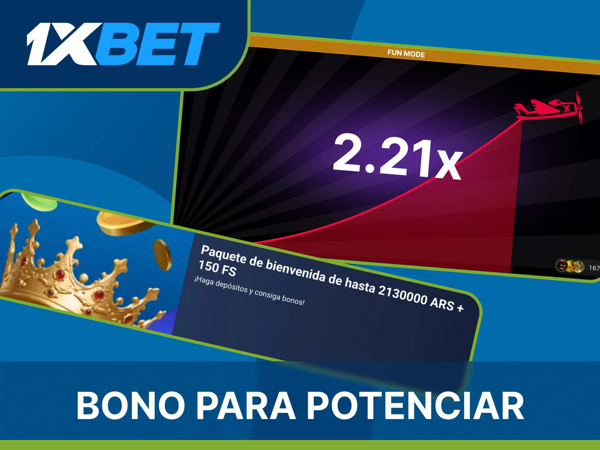 Activa el bono de bienvenida de 1xBet antes de empezar a jugar a Aviator.