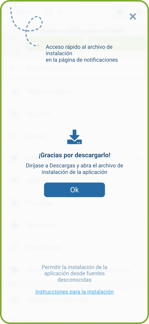 Descarga el archivo APK de 1xBet en tu dispositivo.