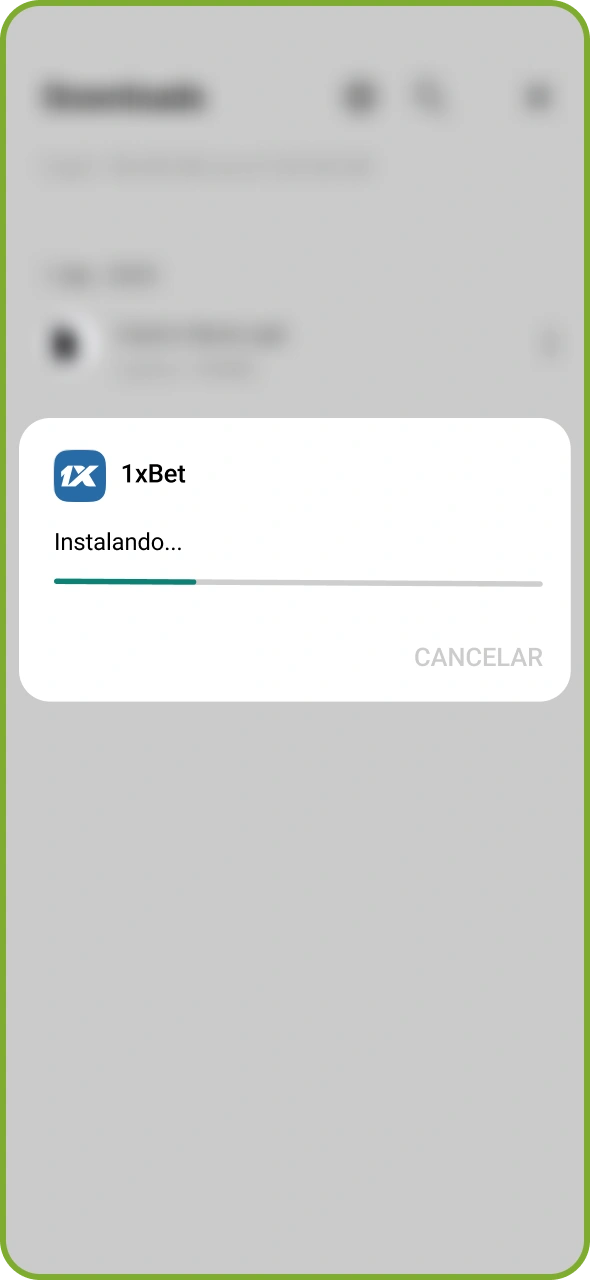 Completa el proceso de instalación de la aplicación 1xBet.