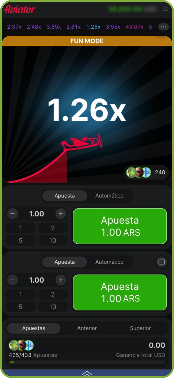 Inicia sesión en tu cuenta de 1xBet y empieza a jugar a Aviator.