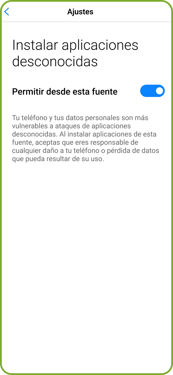 Permitir la instalación de 1xBet desde fuentes desconocidas.