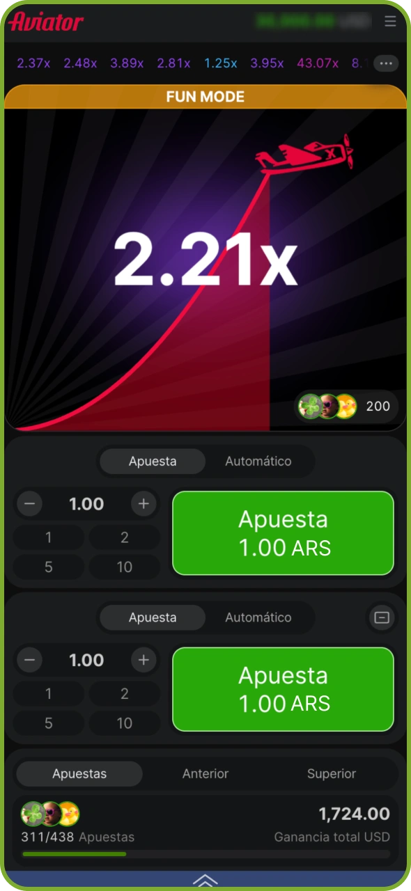Inicia sesión en tu cuenta para empezar a jugar a 1xBet Aviator.