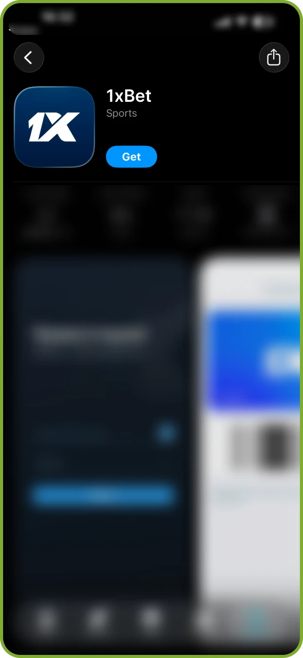 Instala la aplicación 1xBet desde la App Store.