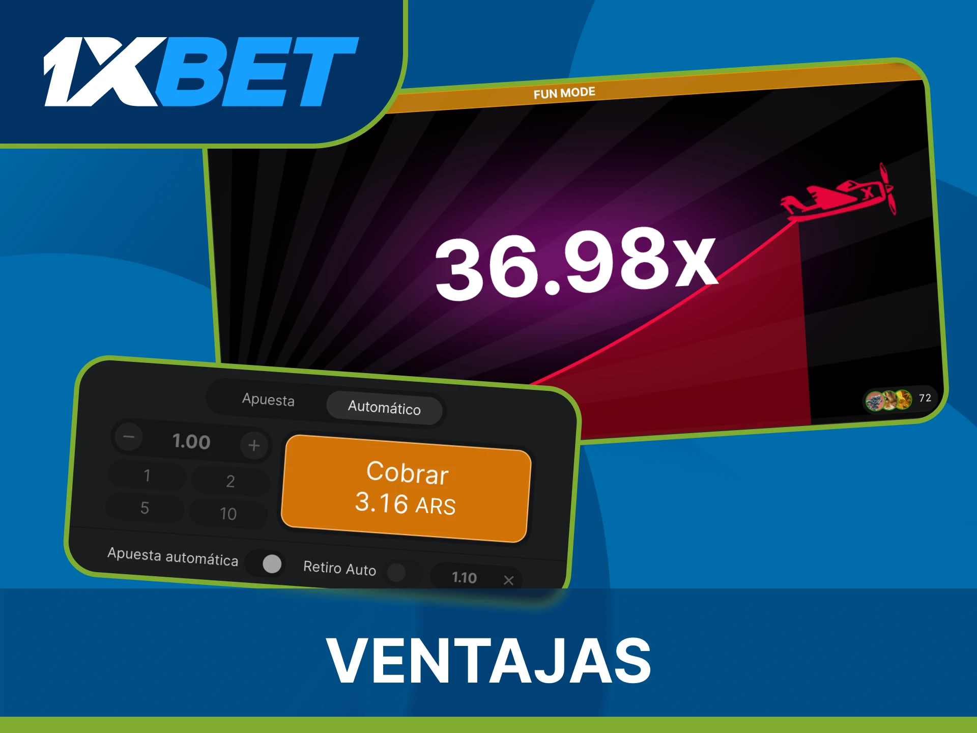 Jugar a Aviator en la plataforma 1xBet te ofrece algunas ventajas.