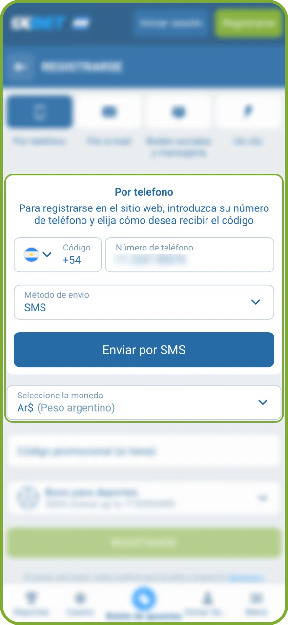 Rellena la información y confirma tu cuenta en 1xBet.