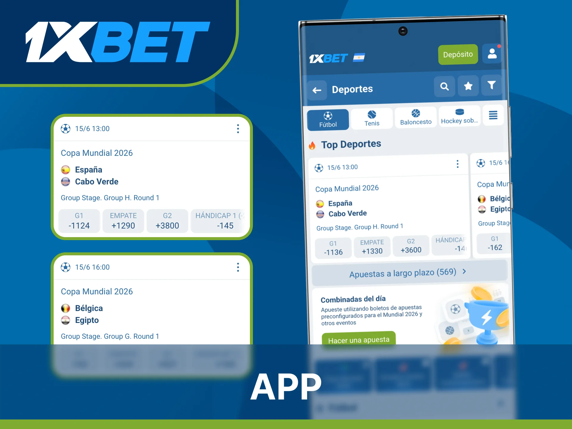 Descarga la aplicación 1xBet para apostar en fútbol al instante.