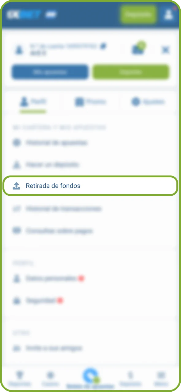 Puedes retirar tus ganancias de 1xBet en una sección especial.