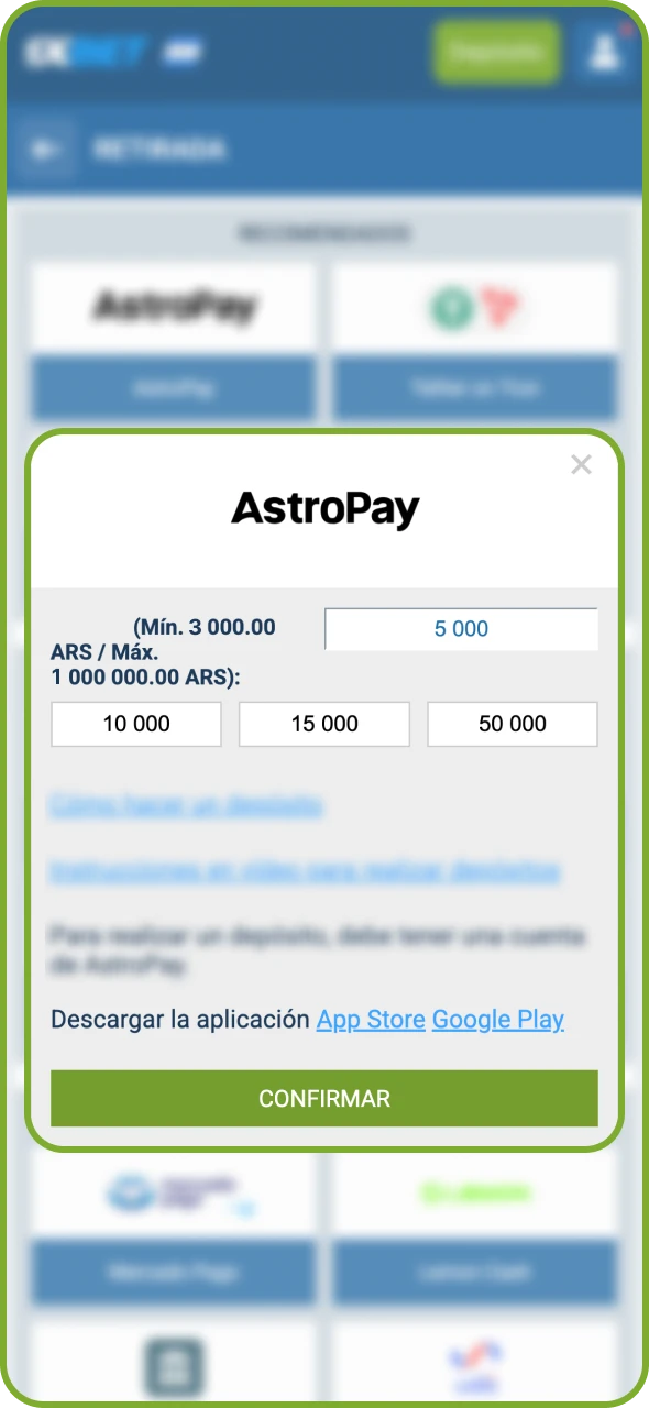 Introduce toda la información necesaria para realizar un retiro en 1xBet.